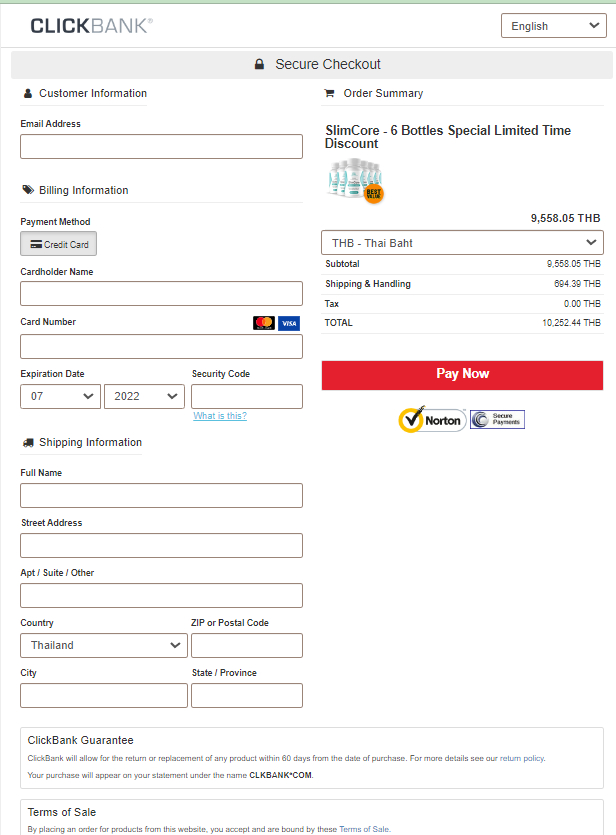 SlimCore - Secure Order Page